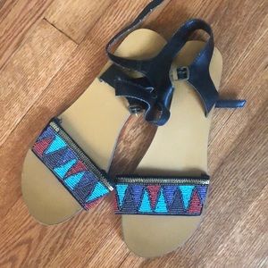 Beaded Print Sandals size 10 Qupid brand